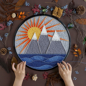 弦丝画创意减压钉子绕线画太阳大海diy手工制作纱线材料包送礼物