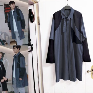 我的时代你的时代胡一天吴白同款灰色风衣中长拼接拼色大衣外套