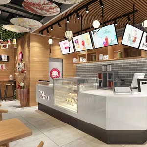 大理石奶茶店收银台