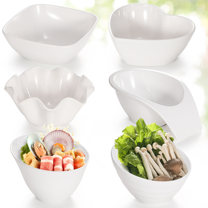密胺碗自助火锅店菜桶白色餐具套装烤肉蘸料碗商用蔬菜桶斜口大碗