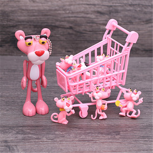 粉色购物车烘焙装扮插牌 粉红豹烘焙装饰公仔 女生购物车粉豹摆件