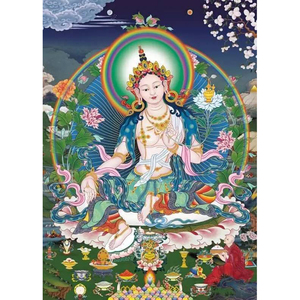 新款印花dmc线绣十字绣 人物像 度母法会 安乐柔善度母