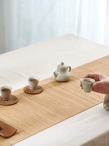 竹子茶席垫子茶帘中式禅意桌旗茶垫布功夫茶道茶具配件竹垫茶盘垫