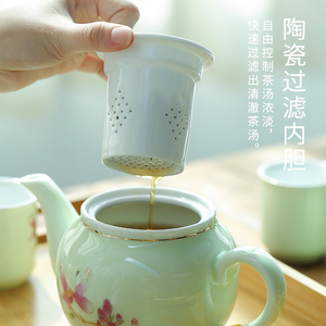 茶壶陶瓷过滤大号容量冲泡茶器家用带内胆功夫茶具单水壶杯子套装