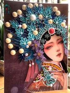衍纸画国潮风点翠戏女戏子麋鹿材料包衍纸a4中国古风人物京剧花旦