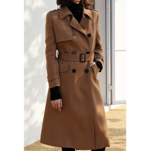 意国进口斜纹精纺羊毛 金棕色风衣款外套 版型chao赞 立体裁剪