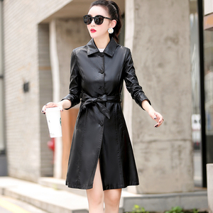 2020春秋新款海宁真皮皮衣女中长款韩版修身显瘦绵羊皮外套皮风衣