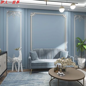 8d欧式石膏线电视背景墙纸客厅沙发卧室床头墙布美容院直播壁纸画