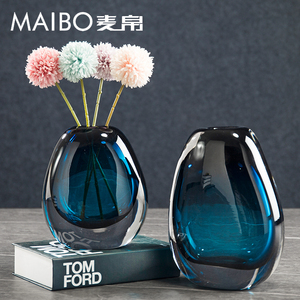 现代轻奢彩色琉璃花瓶创意玻璃艺术品摆件客厅玄关餐桌装饰摆设