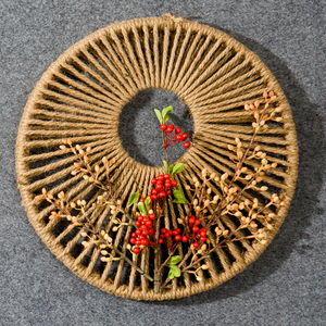 中式藤编圆形壁饰墙上装饰挂件客厅背景墙墙面麻绳壁挂挂饰装饰品