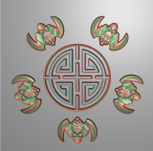 灰度图bmp浮雕图art精雕图玉雕图木雕图jdp挂件五福临门寿字蝙蝠