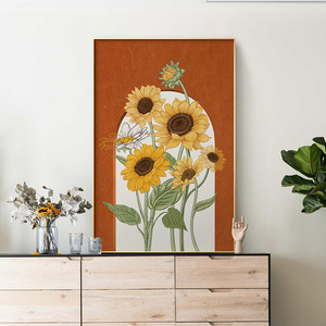 北欧玄关装饰画梵高向日葵客厅入门壁画现代简约走廊过道竖版挂画