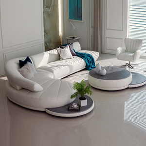 2024新款创意弧形真皮沙发客厅现代轻奢家具简约中小户型转角组合