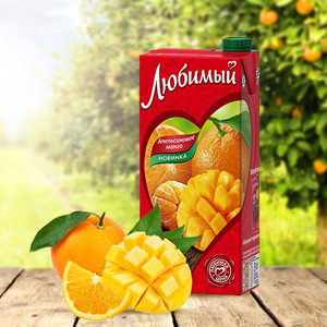 俄罗斯进口喜爱果汁 原装多口味橙汁水果饮料 950ml*2盒装包邮
