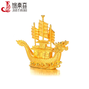 锦泰熹古法黄金摆件足金999精品龙头帆船摆件一帆风顺