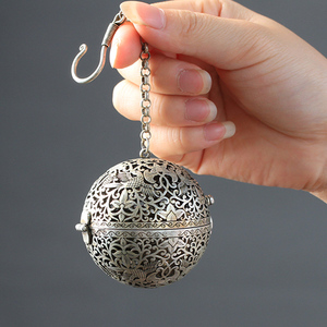 杨贵妃同款唐朝葡萄花鸟纹银香囊球镂空小吊炉国家宝藏香熏球悬挂