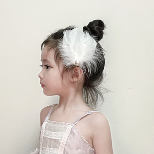 白色天鹅公主羽毛发夹头饰儿童芭蕾舞仙气发卡森系舞蹈夹子女发饰