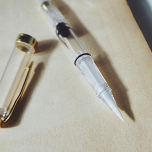 桐山透明笔杆钢笔金粉淡彩墨吸墨练字钢笔细笔尖灌墨水女学生专用