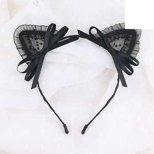 甜美蕾丝猫耳朵发箍可爱韩国超萌结发卡洗脸头箍头饰品