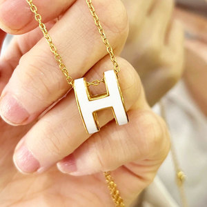 h字母项链女纯银镀18k金轻奢小众锁骨链网红设计感百搭饰品新款女