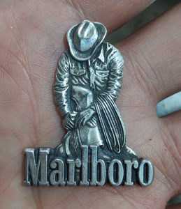 大牛手工 打火机贴章 可以贴在zippo上 纯银 万宝路蹲姿 高精度