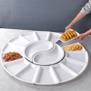 密胺套盘大拼盘白色餐具套装年夜饭宴席酒席商用圆桌组合塑料盘子