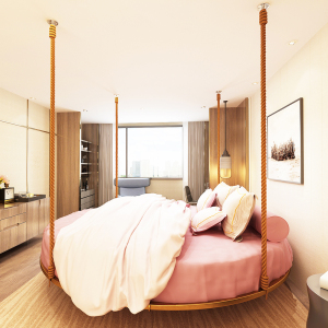 酒店铁艺民宿吊床家用卧室情趣双人室内悬挂床网红睡觉秋千摇摇床