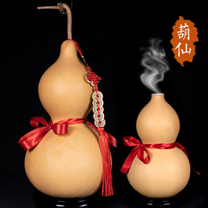 葫仙镶口天然葫芦摆件客厅财位门口玄关床头空心开口工艺品大胡芦
