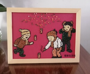 儿童益智春节主题幼儿园手工制作材料包种子五谷物杂粮豆子粘贴画