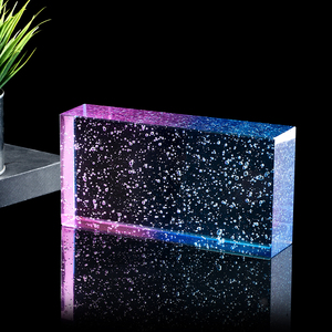 新款实心玻璃砖隔断墙打孔方形玻璃卫生间水晶砖渐变色气泡精磨砖