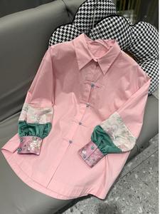 大码300斤新中式国风上衣高级感改良唐装盘扣设计感长袖衬衫男女