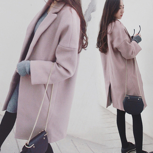毛呢外套女秋冬季新款韩版中长款学生原宿风茧型羊毛呢子大衣加厚