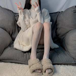 蕾丝袜镂空渔网袜春款性感jk丝袜日系连裤袜白色甜美防勾丝打底袜