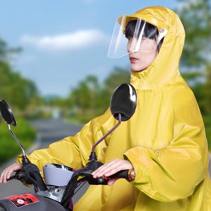 雨衣电瓶电动车男女带面罩斗篷式单人长款全身防暴雨人车分离雨披