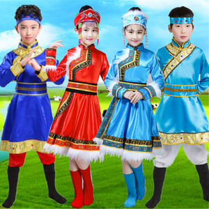 儿童蒙古族服饰女童民族舞蹈服装男童少数民族女裙鸿雁 马蹄哒哒
