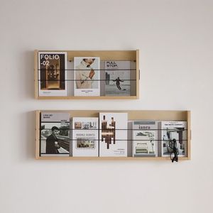 松木墙上置物架免钻孔现代简约装饰组合壁挂式实木学生原木书报架