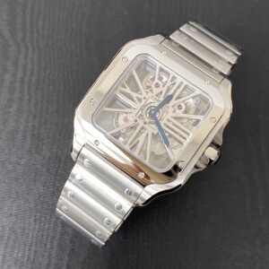 【有货】cartier卡地亚山度士39.8mm镂空手动机械男表whsa0015