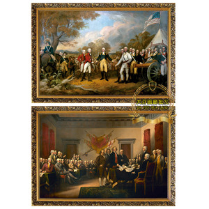 欧美名人物华盛顿仿真油画美国宣言独立战争办公室客厅书房装饰画