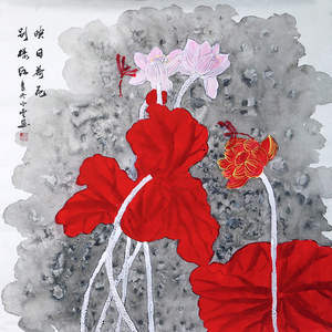 《映日荷花别样红10》手绘真迹国画书法收藏