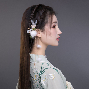 古风耳挂式流苏无耳洞耳饰超仙气古代长款耳环配汉服的古装饰品女