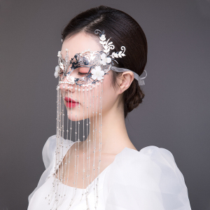 古风面具化妆舞会公主半脸眼罩汉服头饰流苏遮面帘中国风古装道具