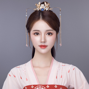 汉服头饰一套古风发冠超仙气头冠流苏发饰古代少女束发古装配饰品