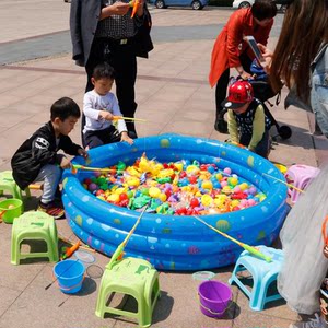 儿童钓鱼玩具池套装广场摆摊充气戏水池达人大型益智磁性家用玩具