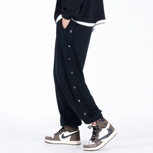 mr forty春秋侧边排扣裤子男宽松潮流纽扣束脚运动裤百搭休闲卫裤