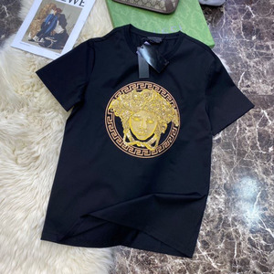 2022美杜莎人头t恤圆领情侣短袖瓦萨琪刺绣logo奢华休闲个性夏季