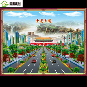 乡村影壁瓷砖画 迎门影壁 迎门墙瓷砖壁画 庭院影壁 金桥富路壁画