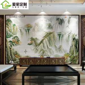 瓷砖背景墙山水画立体