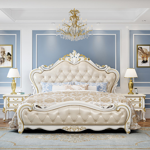欧式实木床主卧1.8米双人床大床1.5m现代简约简欧白色公主床婚床