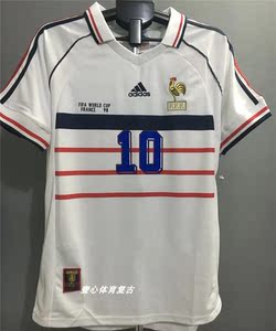 1998法国球衣国家队复古客场齐达内图拉姆德尚德约卡夫足球服定制