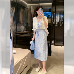夏季新中式女装中国风套装半身裙子轻国风汉元素服装气质淑女穿搭